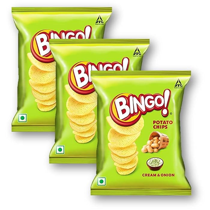 Buy Unique Bingo Potato Chips Cream & Onion 25g (Pack of 3) Online at