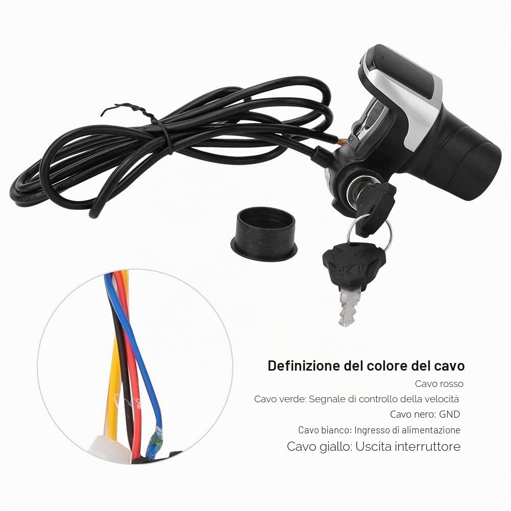 36V Acceleratore a Manopola per Bicicletta Elettrica, Twist Grip con Display LCD e Serratura a Chiave, Compatibile con Bici Elettriche Scooter Moto