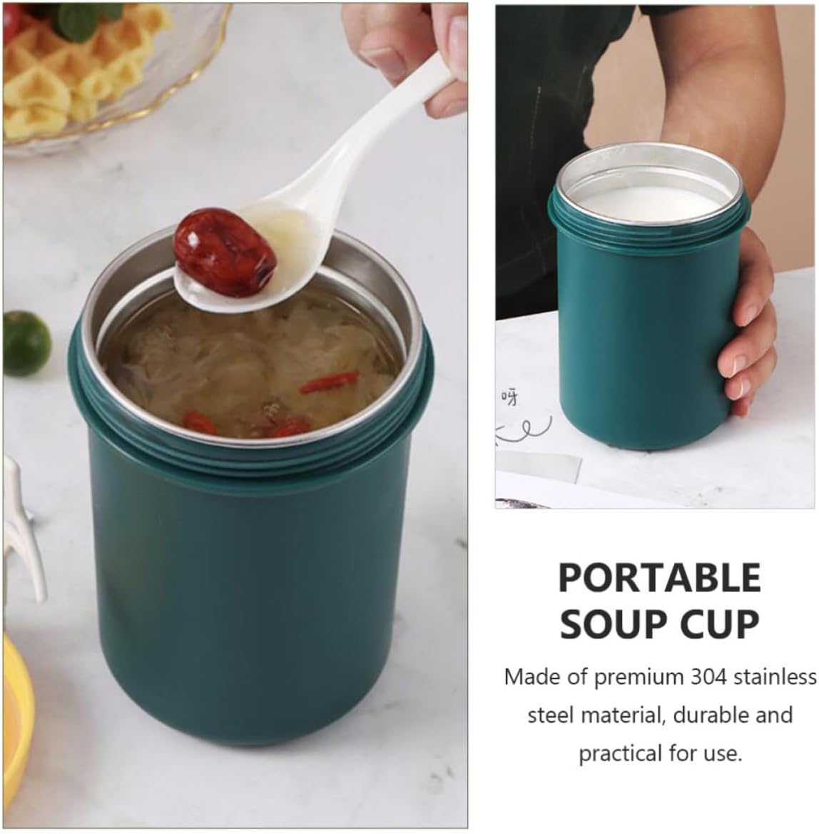 Stainless Steel Oatmeal Cup 420ml with Lid for Reheating Storage
