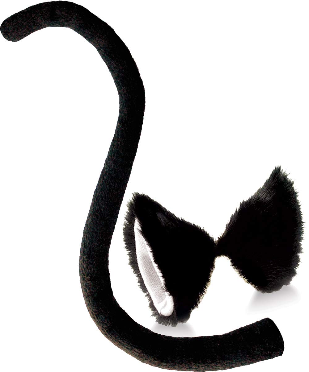 Cat Ears and Tail Set Black Cat Ear Clips and Long Tail Cosplay Costume Set Animal