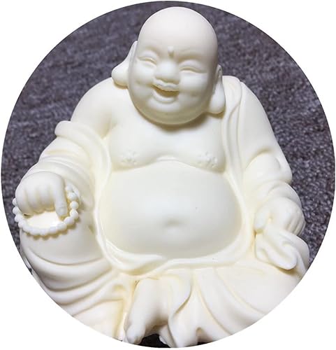 Estatua de Buda riendo blanca para decoración de oficina en casa, pequeña figura de Buda para Feng Shui, buena suerte, riqueza y felicidad