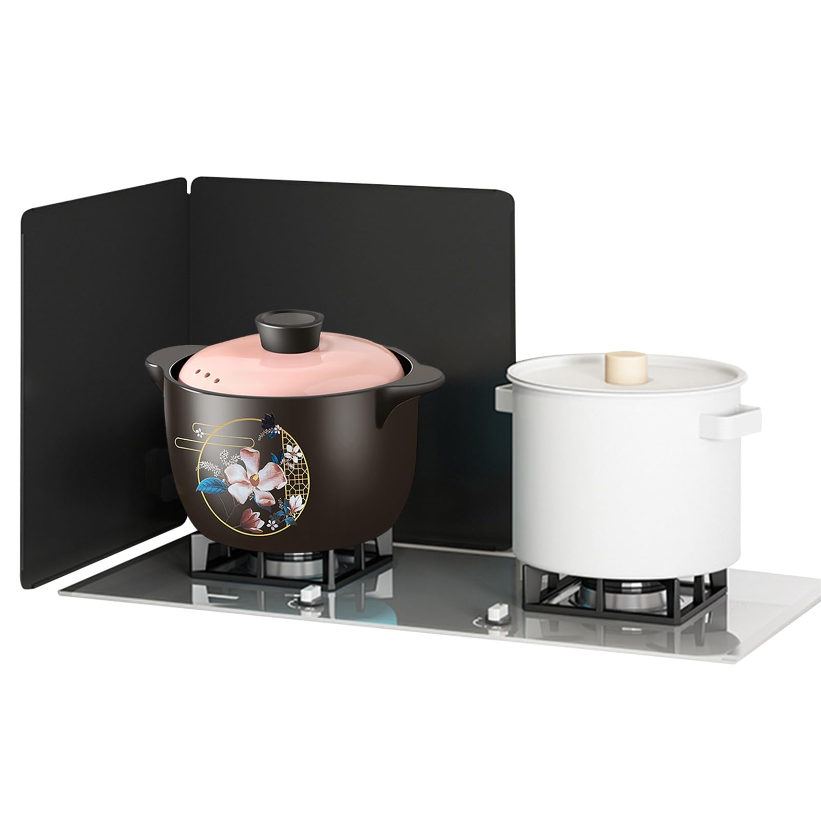 NIUSABOU FoldableOil Splatter Screens, 2-Sided Foldable Stainless Splatter Guard, Nonstick Stove Backsplash, Black, Multi Sizes(40x40x40cm)