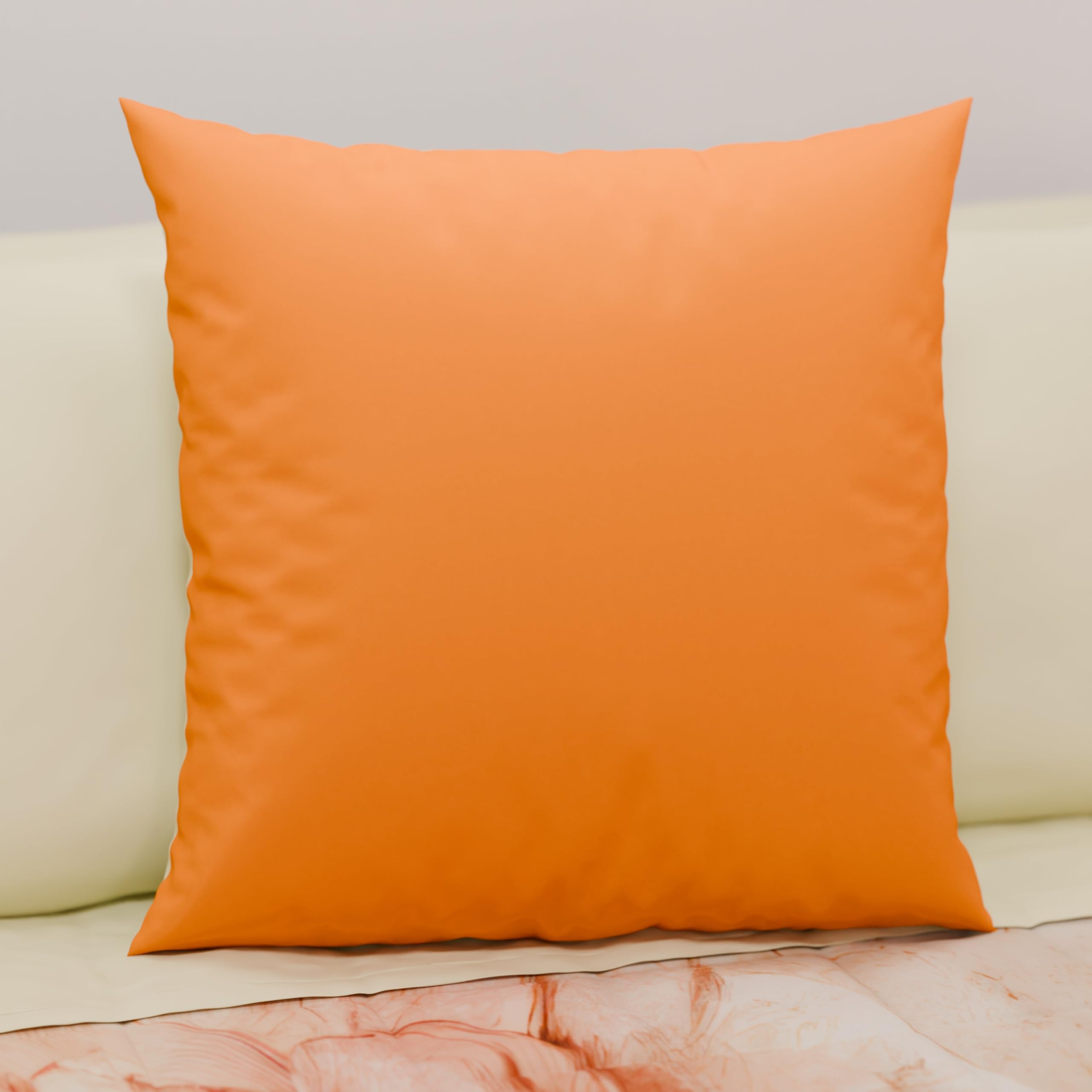 PETTI Artigiani Italiani - Coppia di Federe Cuscino 40x40 cm in Microfibra, Cuscini Arredo Camera da Letto, Divano, Set 2 Fodere Copricuscino, Federa Double Face Arancione Panna - 3