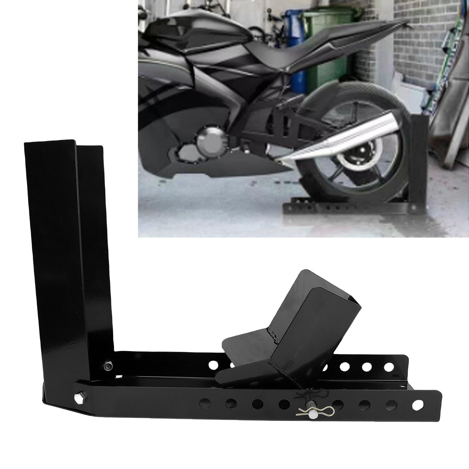 Generic Motocykl Heavy Duty 3000lbs Nośność Klin Pod Koła do kół 8-24 Cali do Konserwacji Garażu Czarny