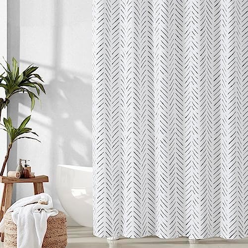 Aimjerry Luxury Hotel Style Striped Fabric Shower Curtain for Bathroom