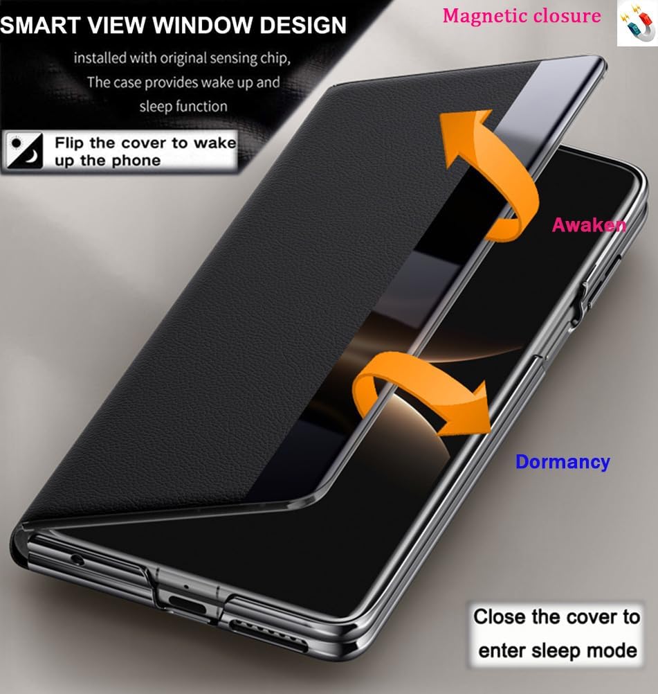 Intelligent Leather Mobile Phone Case for Huawei Mate X7. Magnetic, Kickstand, Smart Cellphone Cover/Shell for Mate X 7