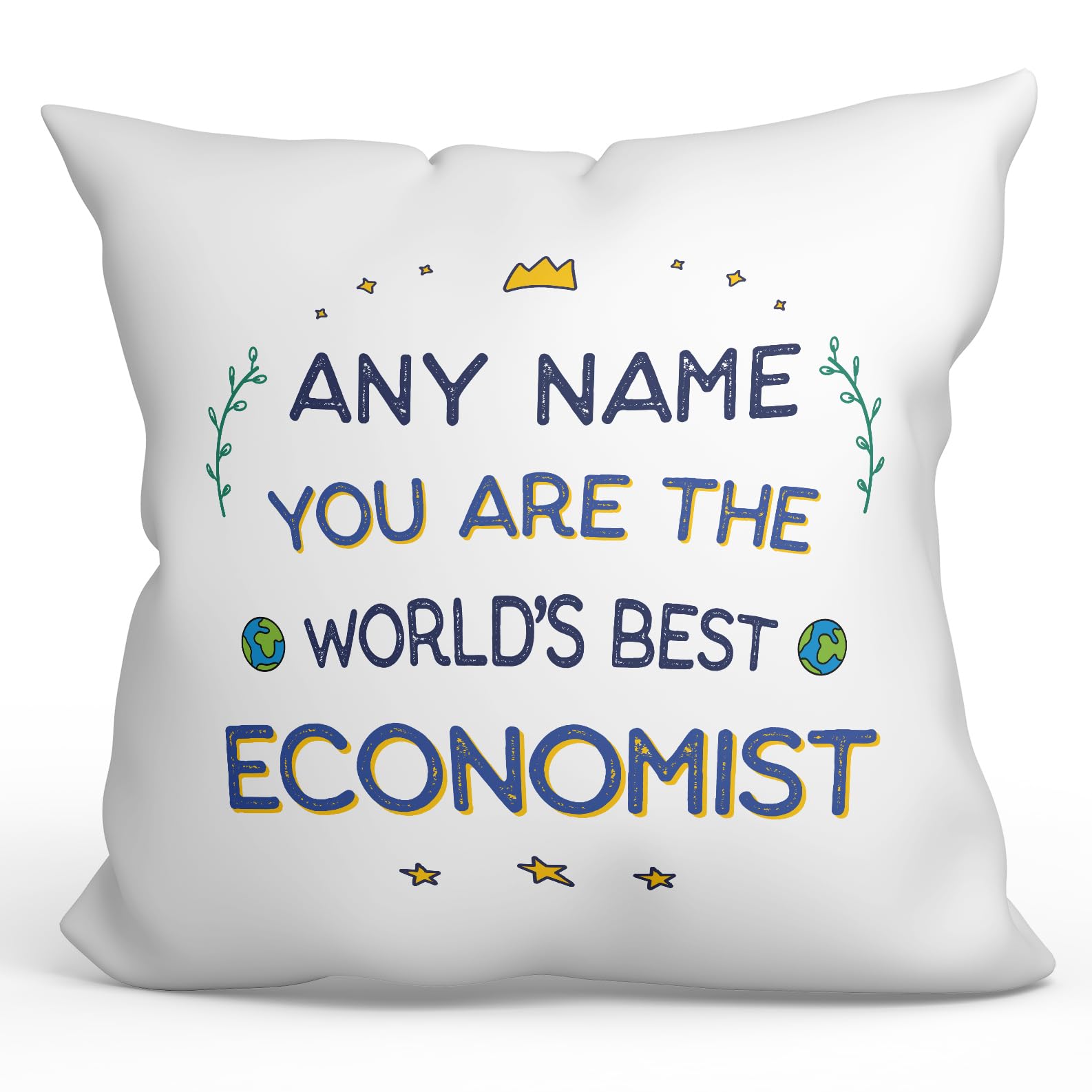 MUGFFINS Personalised Cushion for ECONOMIST Padding included - in English - World's Best - Funny custom gift - Pillow: cover and filling 15.7x15.7 inches โ image 1