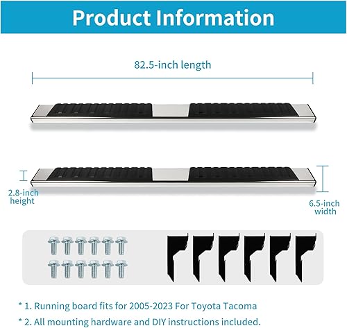 Miniatura 3 de ECCPP Estribos compatibles con Toyota Tacoma Crew Cab Pickup de 4 puertas con escalones Nerf para Toyota Tacoma 2005-2023, deslizadores de roca de