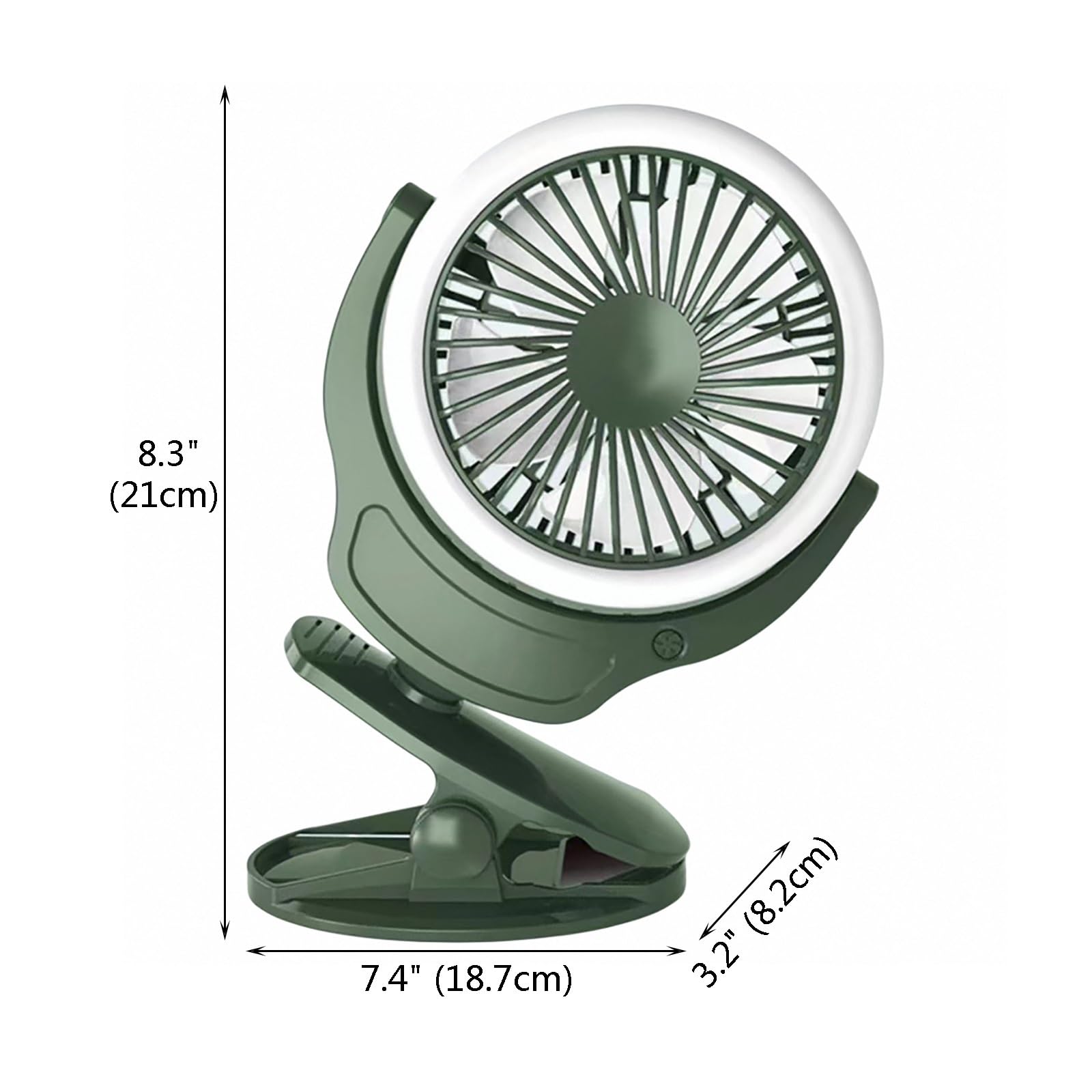 Ventilatore da tavolo portatile ultra silenzioso con oscillazione a 540°, mini ventilatore USB a 3 velocità e luce notturna, ideale per casa, ufficio, viaggi e camera da letto (verde)