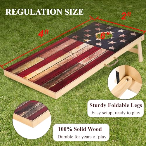 Image of Sportdo 4x2 ft Solid Wood Cornhole Set with 8 Bean Bags, Regulation Size Cornhole Board Set for Adults, Cornhole Game Set for Tailgate Backyard Toss Games Indoor&Outdoor Activities