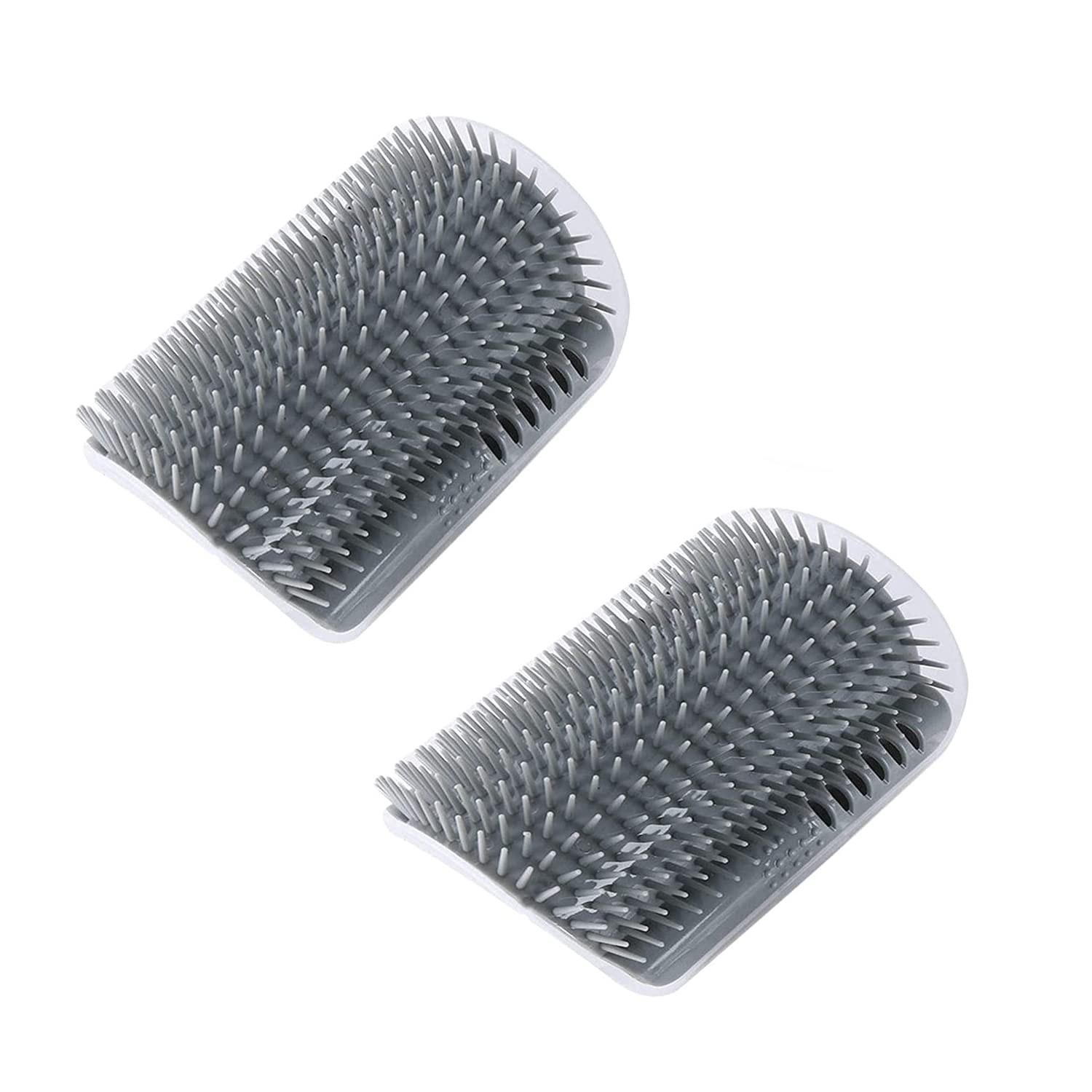 Cat Brush, 2 PCS Cat Self Groomer, Massage Brush for Cats, Comb Wall Massage Brush with Catnip Packs and Screws (Grey)