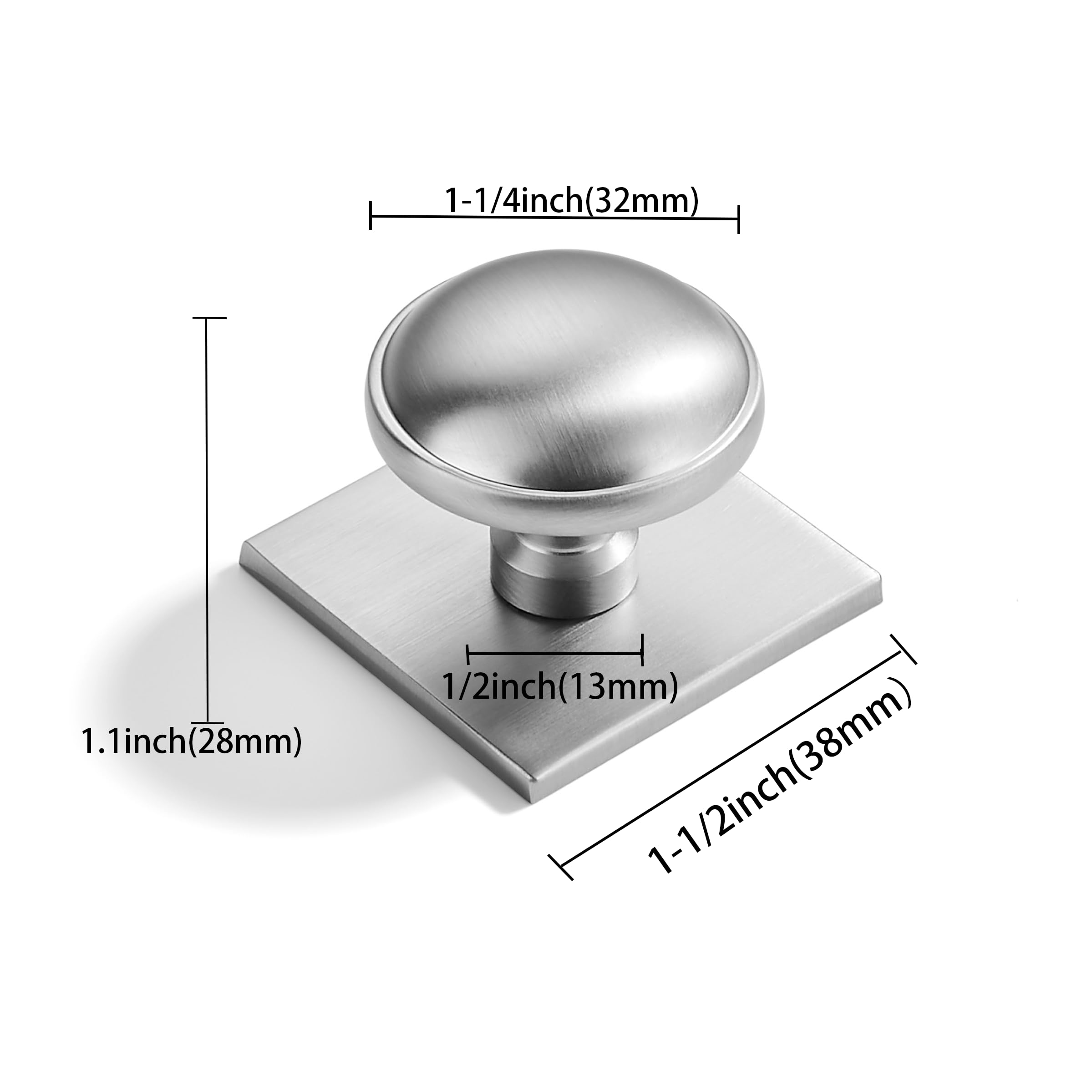 KHTUMEWARE-270+323 Round Knob, Brushed Nickel, 1-1/4 in (32 mm), 2-Pack in Brushed Nickel — KHTUMEWARE
