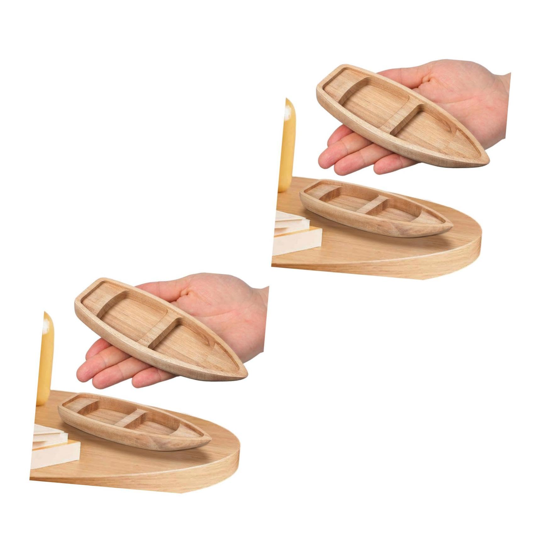 PRETYZOOM 2st Modelo de Barco Canoa de Madera sin terminar mobiliario Estilo marítimo Modelo de un de Madera Decoraciones de cumpleaños náuticas Modelo Barco de Madera Madera Caqui