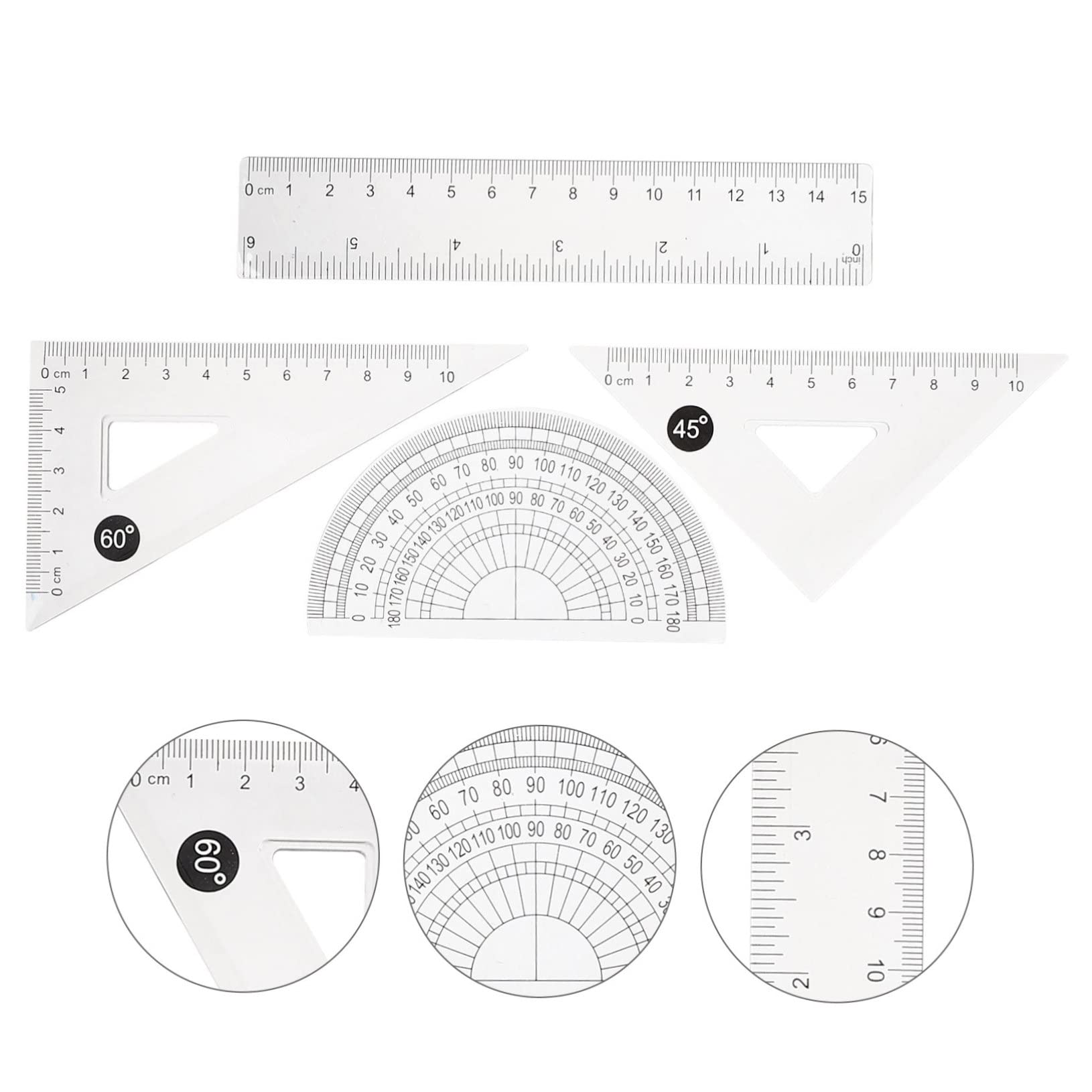 20sets Righelli Trasparenti Plastica Per Disegno Strumenti Di Misurazione Per Architetti Studenti e Designer Di Geometria Scala Nera
