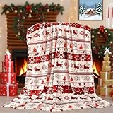 Weihnachtsdecke Sofa, Weihnachts Sofadecke, Warme kuscheldecken mit Weihnachtsmuster, Decke Weihnachten Christmas Blanket für Weihnachtsdeko, Geschenk, Schlafsofa, Couch