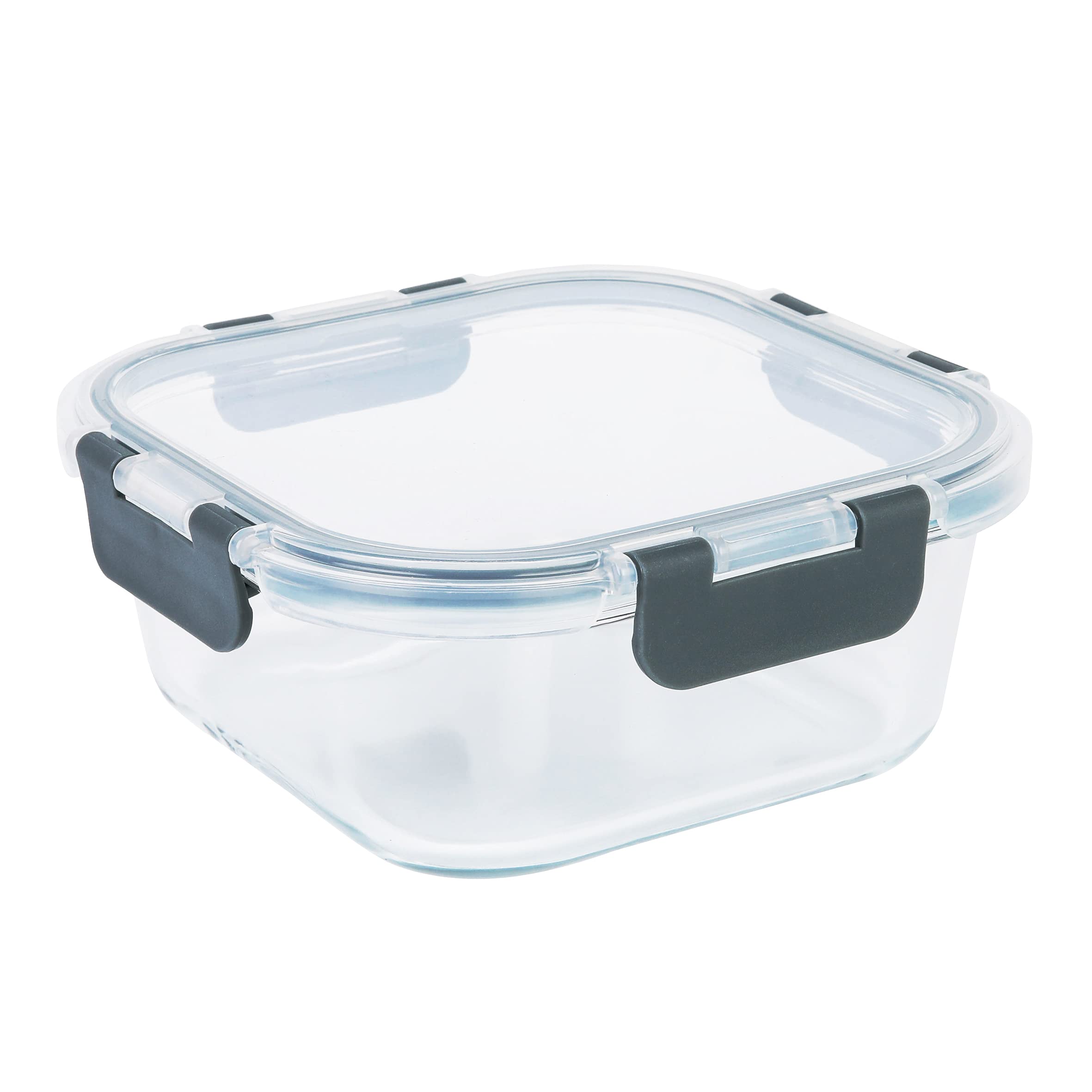 axentia 133797 Glas-Vorratsdosen Frischhaltedosen-Set, transparent, grau, je Dose ca. 800ml