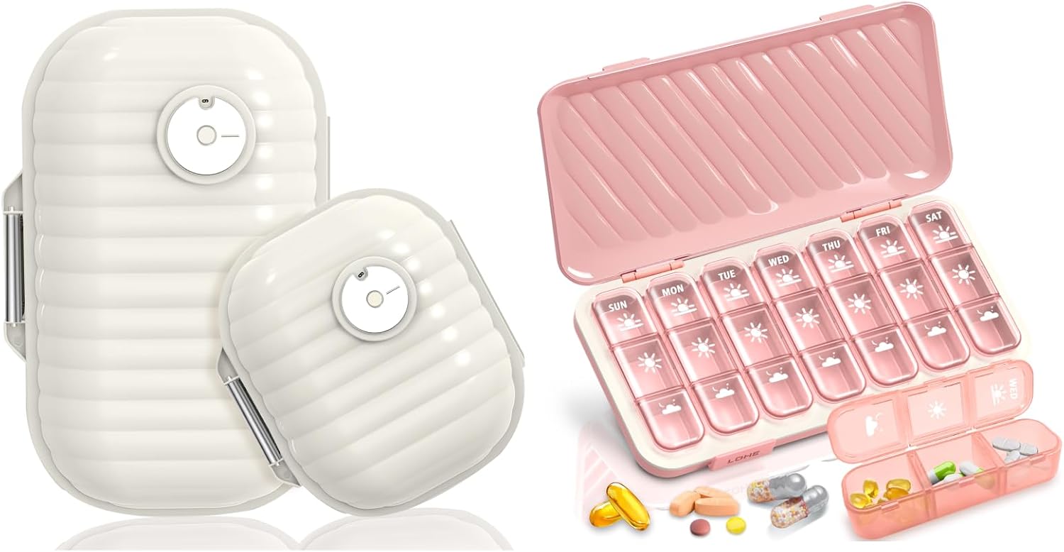 Travel Pill Organizer, 7 Day & Pill Organizer 3 Times A Day, 7 Day Pill Box - GloDeals Weekly Pill Organizer Daily Medicine Container Dispenser Case for Vitamin Fish Oil Supplement