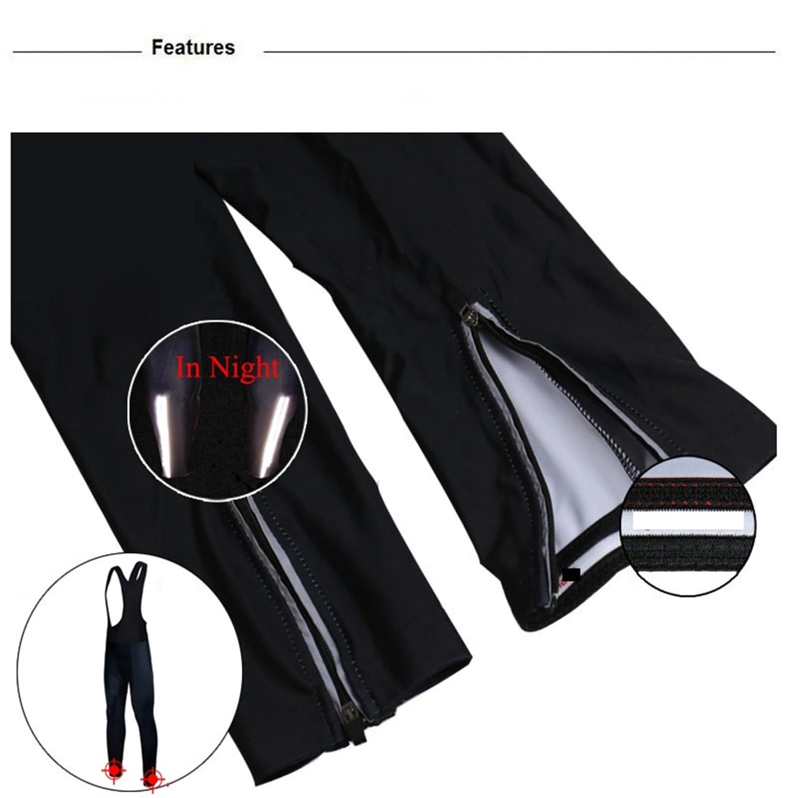 Cuissard Long de Cyclisme Pantalon à Bretelles de Cyclisme, Pantalon Thermique d'hiver for vélo Montagne, Collant avec Coussin Gel 5D, Garde au Chaud