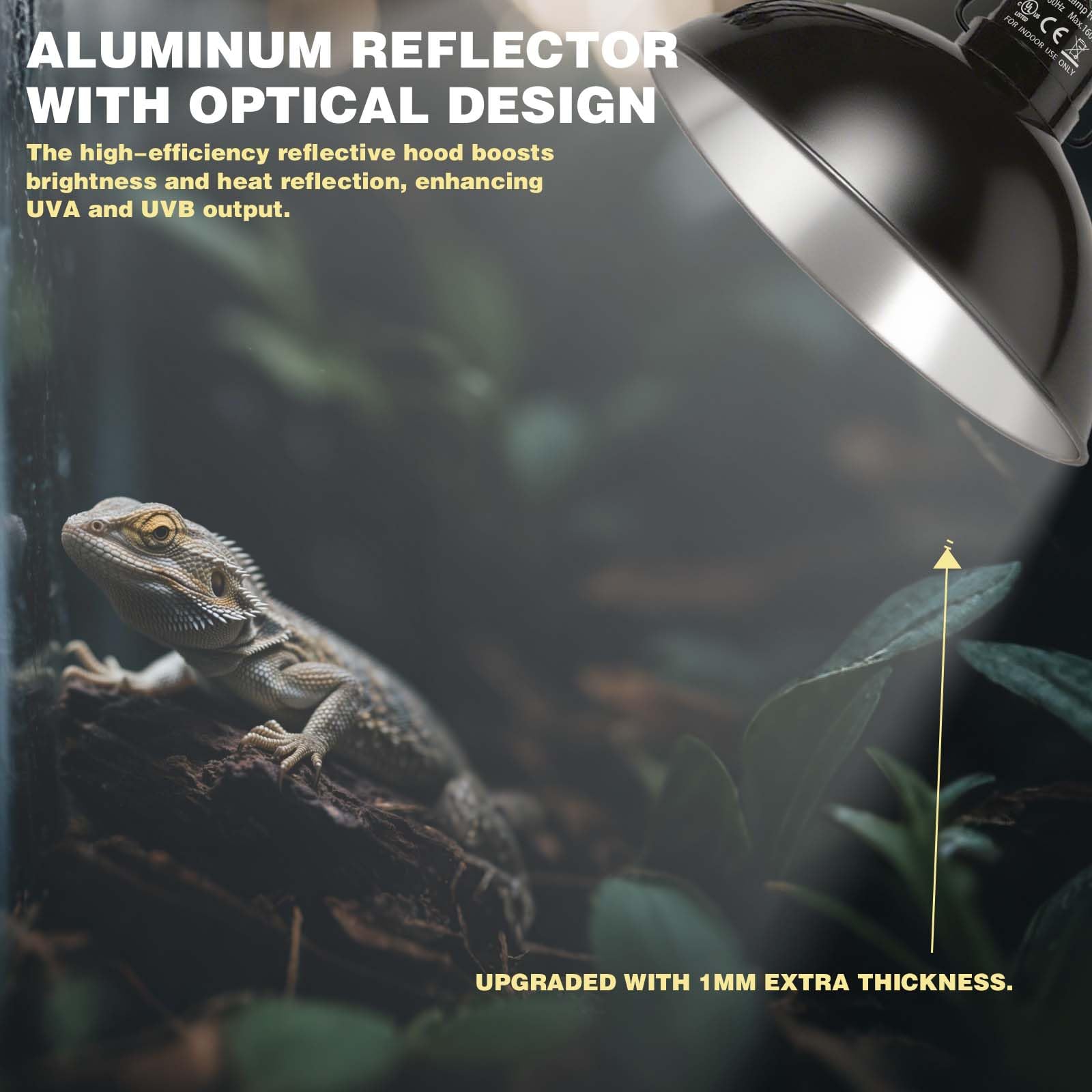 8.5-inch Standard lamp Dome for Reptile Heating Lamps, Object Heat Ceramic Heat emitters, up to 200W for Bearded Dragons Turtles Snakes and Lizards Lamps E26 - image 4