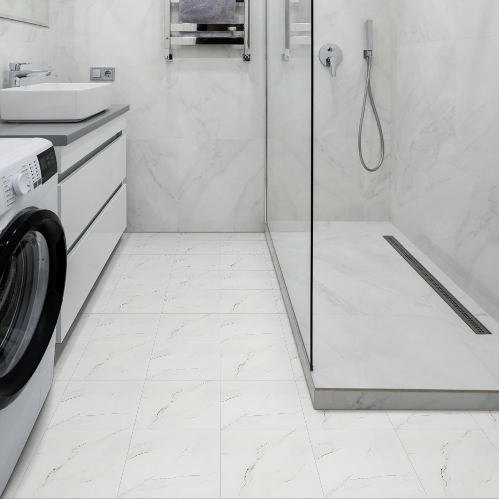 Irisroom Floor Tiles Self Adhesive Floor Tile, Vinyl Flooring Peel and Stick Floor Tiles Waterproof for Kitchen Living Room and Bathroom DIY Flooring 30x30cm 10pcs