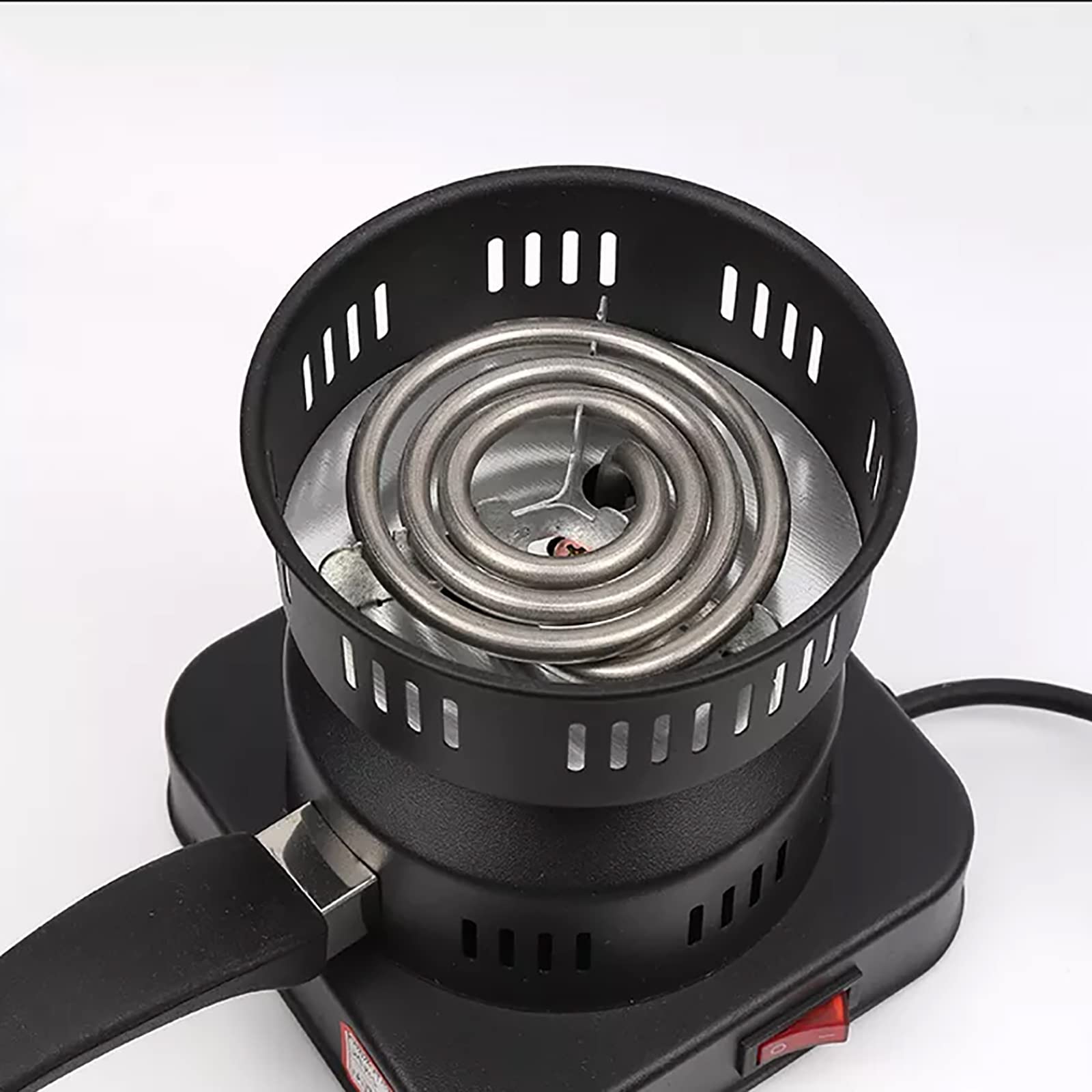 Quemador eléctrico de carbón vegetal de acero inoxidable de 100 W con mango desmontable, calentamiento rápido para acampar al aire libre y barbacoa
