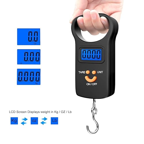 Miniatura 4 de Báscula digital de pescado, báscula de pesca, báscula de equipaje de 110 libras, mango grande SKEAP y pantalla LCD retroiluminada, equipo de pesca,