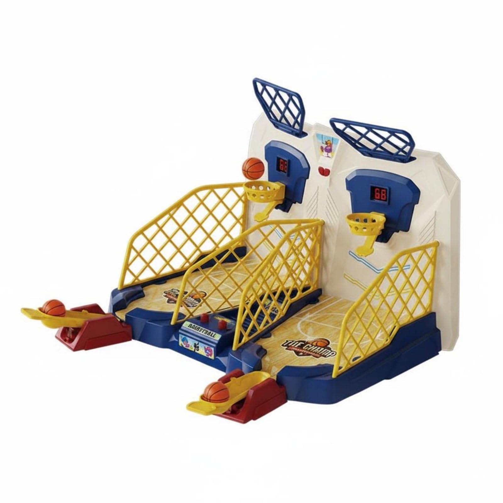TISHITA Gioco Basket Bambini Arcade da Tavolo Mini Canestro a Mancino con Luci Musica E Segnapunti per Abilità Mano Occhio, Macchina da Basket A Doppio Tiro con Luci, Musica E Segnapunti, 4 Palline