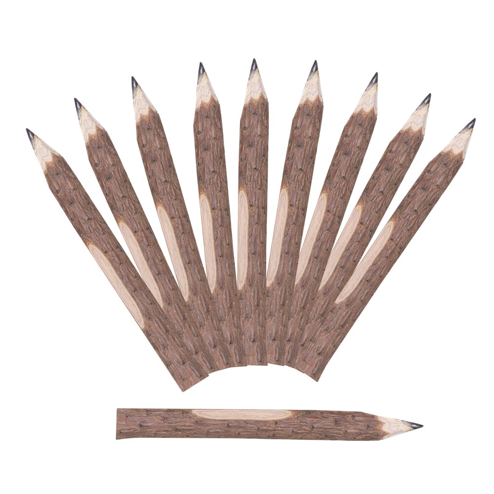 30 lápices de ramas de 5 pulgadas de largo, lápices de madera natural a granel, lápices de grafito de madera para suministros de fiesta escolar, decoración de fiesta temática de campamento