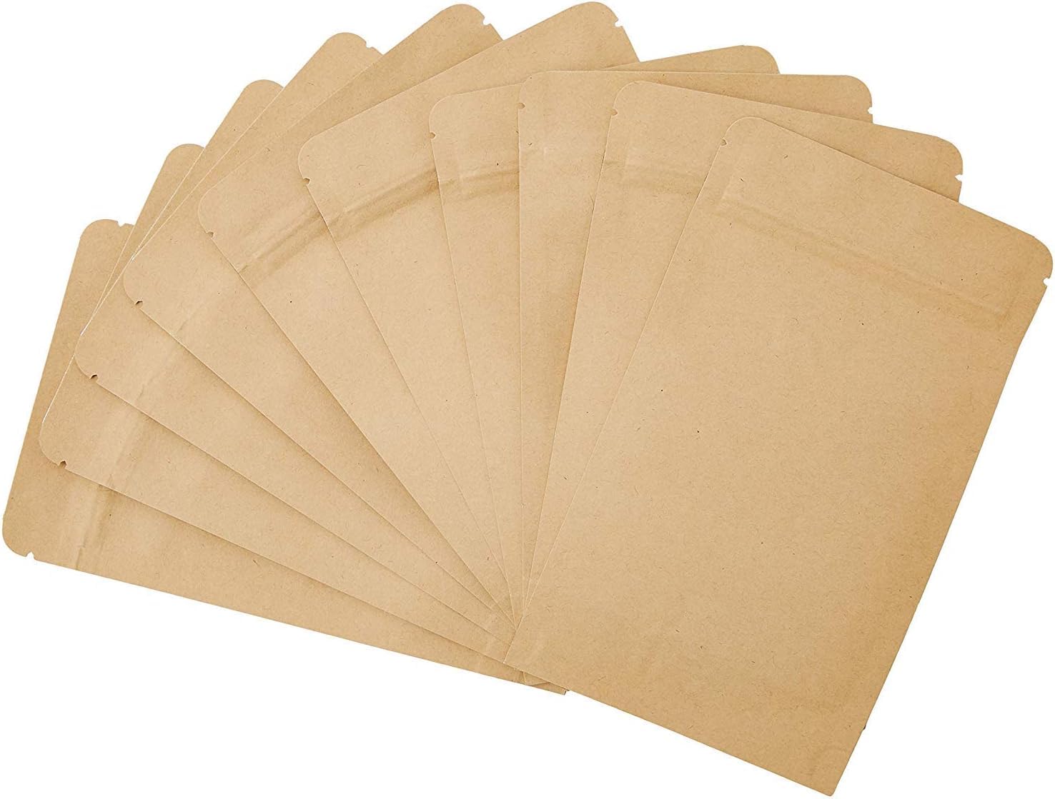 Evergreen Goods - Bolsas reutilizables para alimentos (110 x 185 mm), bolsas de alimentos resellables con forro de papel de estraza con cierre de cremallera, sellado térmico, muesca de desgarro y