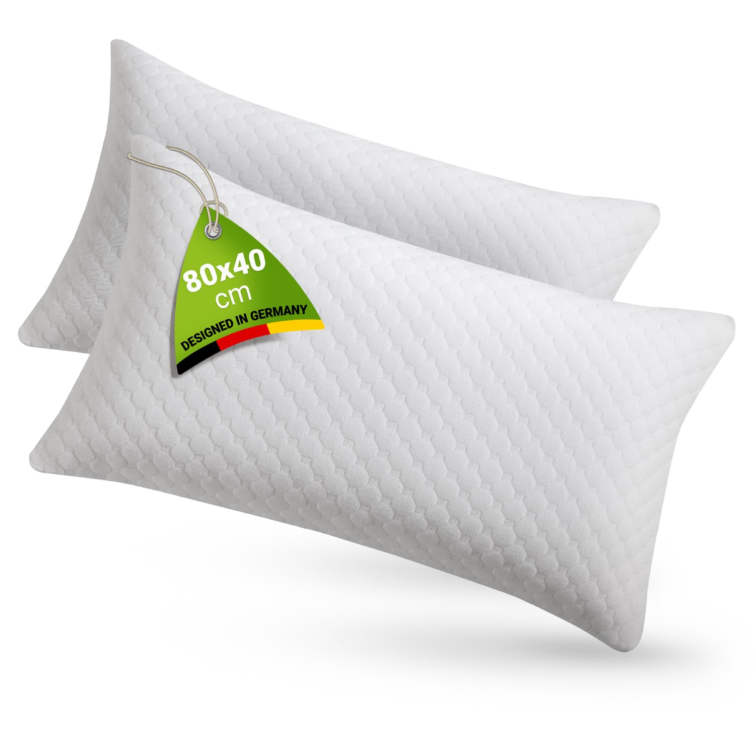 Juskys Kissen 40x80 cm – 2er Set mit Memory-Schaum-Füllung, waschbarer Bezug