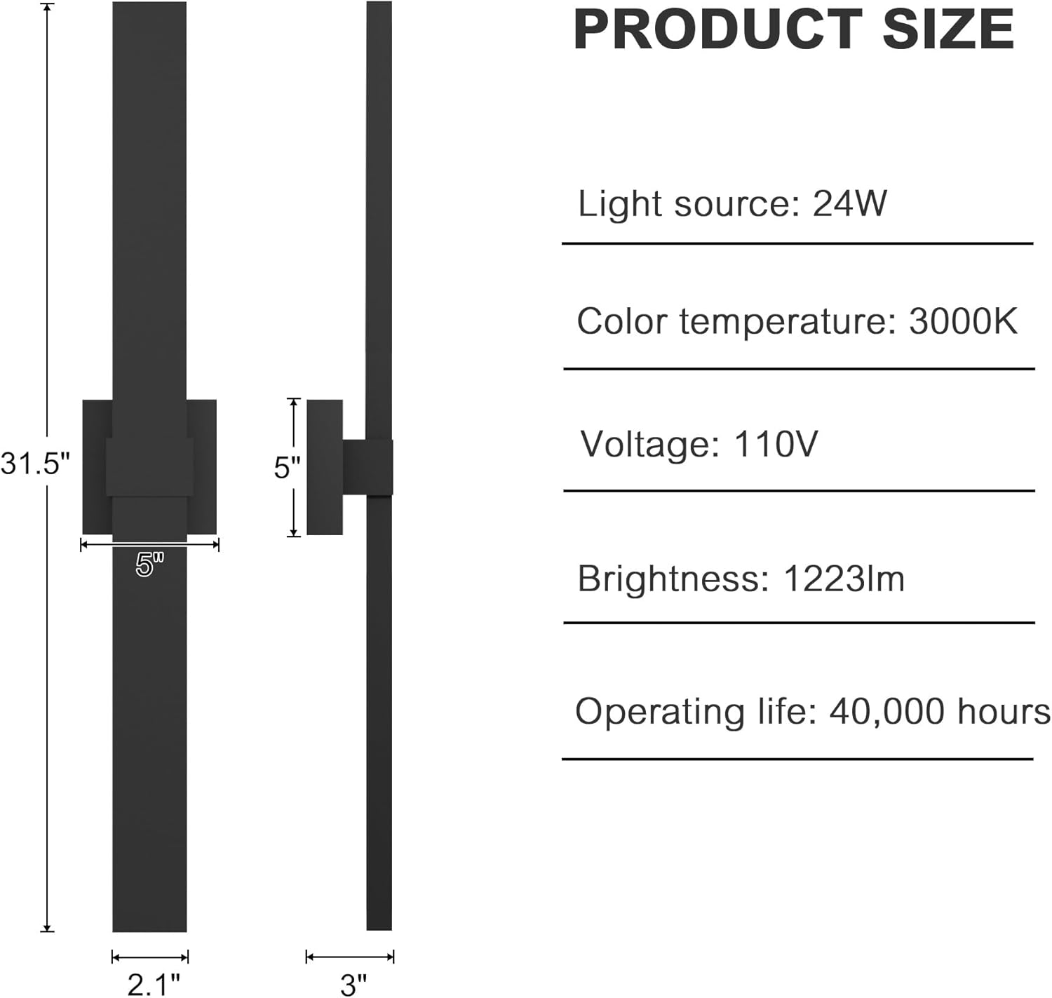 LamQee 31.5 In Aluminum Long Outdoor Wall Lights, 3000K 1223LM LED Waterproof IP65, Modern Exterior Lighting Fixture Linear Outdoor Sconce Wall Mount Outside Lighting for House Porch Patio Garage Door