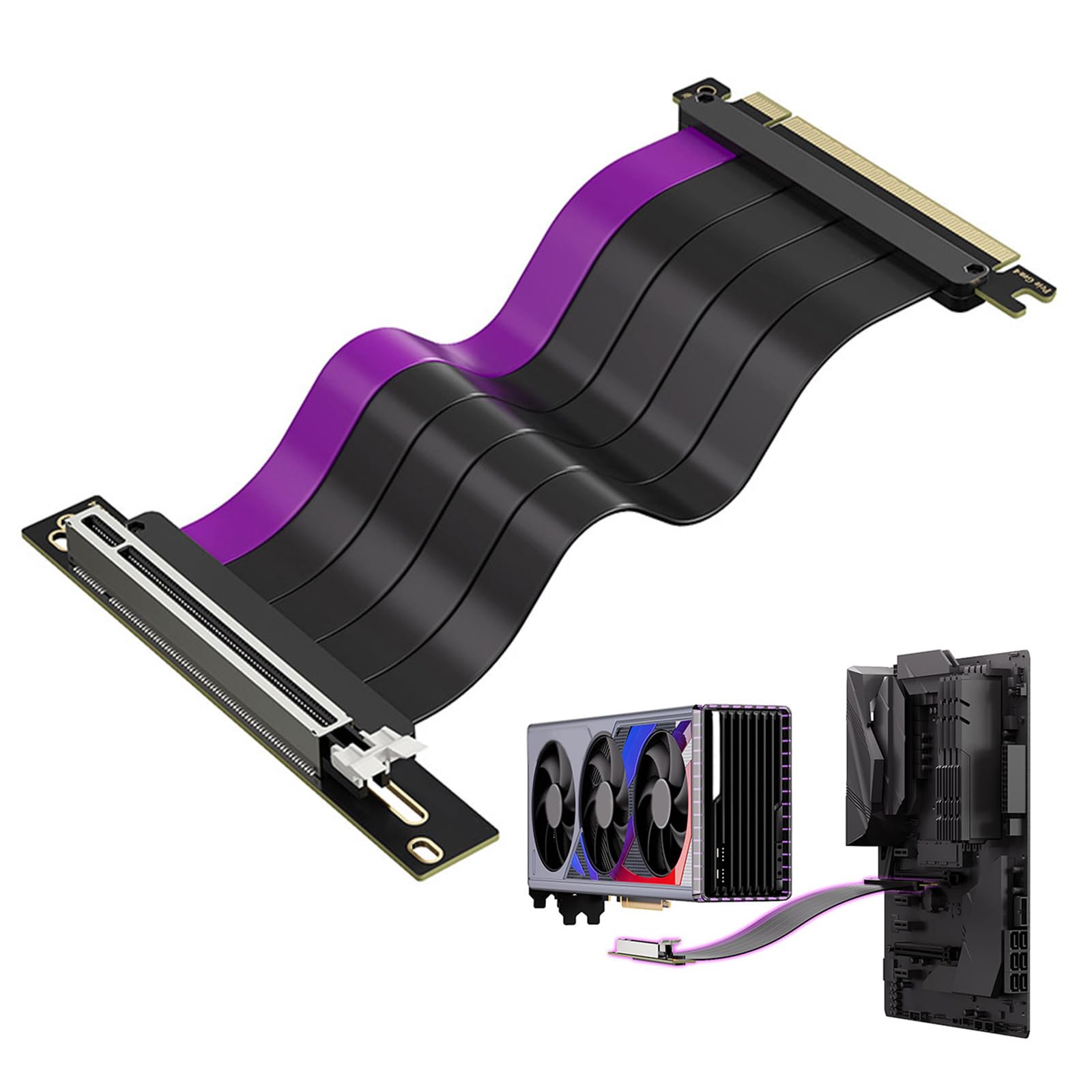 Cable flexible PCIe4.0x16 de 200 mm para una colocación de GPU mejorada y blindaje electromagnético GPU cable de extensión de instalación