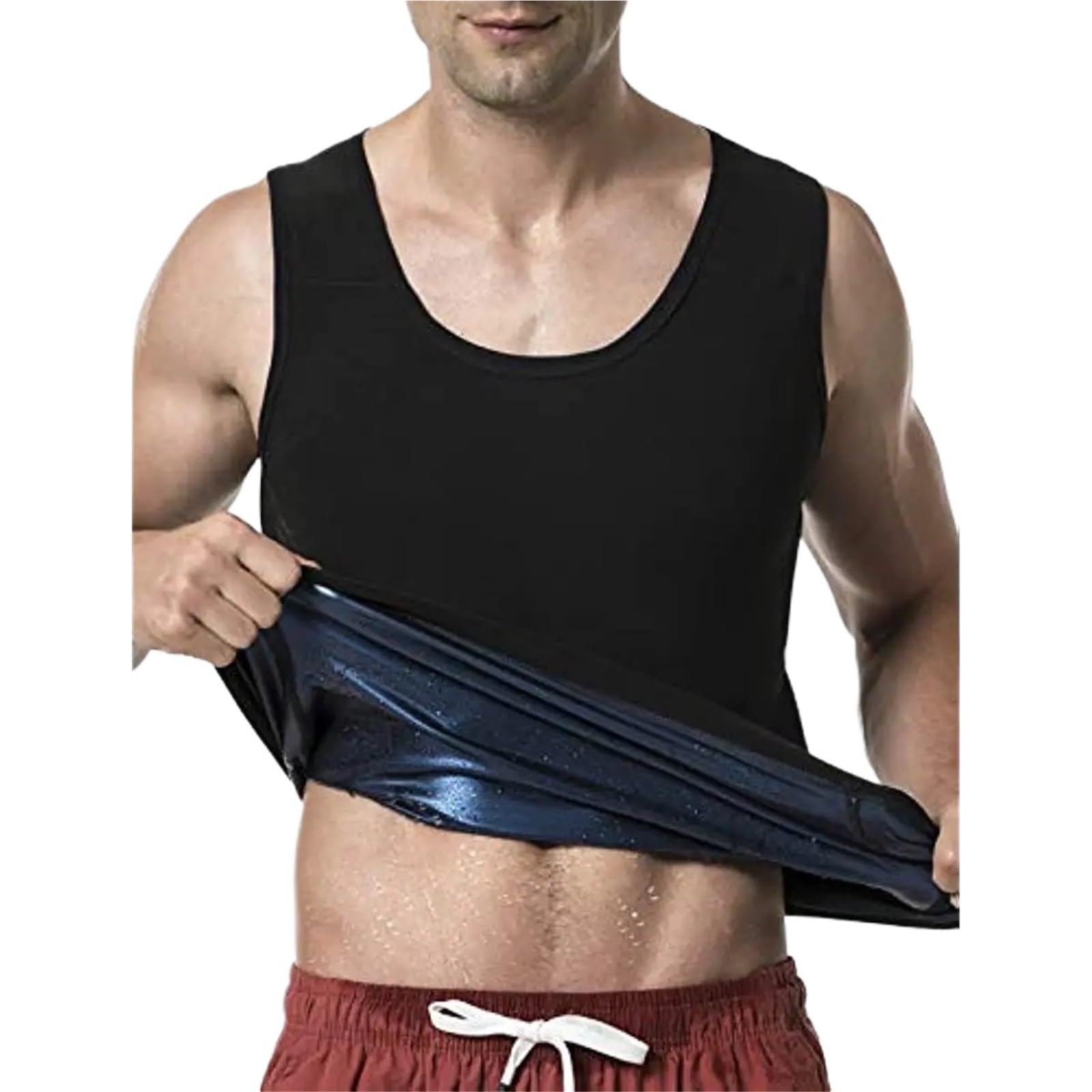 ZUXWUX Sweat Vest Sweat Sauna Vest Mens Body Shaper Fat Burning Shirt Slimming Compression Trimmer(Blue,S-M)