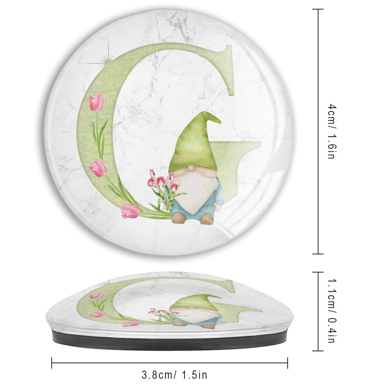 Imanes con monograma inicial G, imanes pequeños de cristal del alfabeto, imanes de gnomo verde para nevera, imanes de refrigerador coloridos para pizarra blanca, cocina y oficina, 4 piezas
