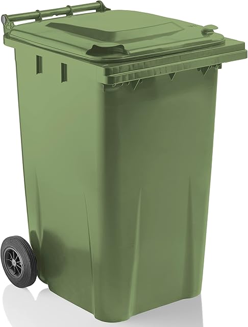 STORM TRADING GROUP Green Household Wheelie Bin Large 240 Litre Standard Size Bin Including Rubber Wheels & Lid