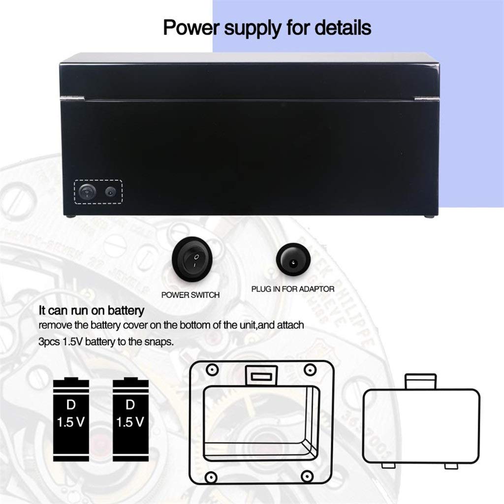 Caja automática para 6 + 7 relojes de piel sintética, colección de almacenamiento con pantalla silenciosa, motor silencioso con luz LED