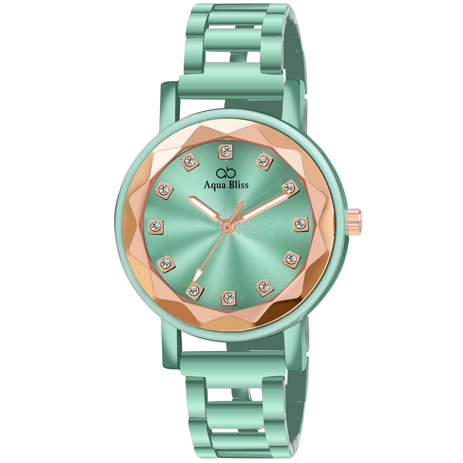 AQUA BLISS -65 Copper Crystal Glass with Metallic Coloured Stainless Steel Analog Womens Watch (Green) (B0C3W2ZPT2) Amazon Price History, Amazon Price Tracker