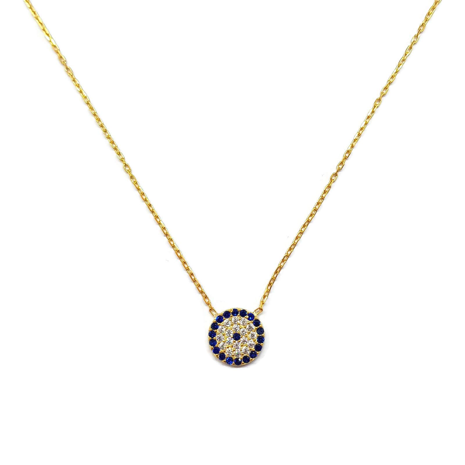 MYSTIC JEWELS By Dalia - Plata de ley 925 Collar con colgante de ojo turco - redondo con circonita cúbica