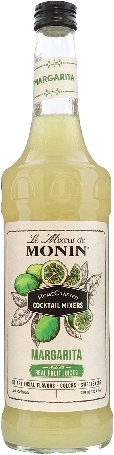 Monin - HomeCrafted Margarita Cocktail Mixer, Ready-to-Use Drink Mix, Well Balanced and Made with Real Citrus Juices, DIY Cocktails, Just Add Tequila, Perfect on the Rocks or Frozen (750 ml)