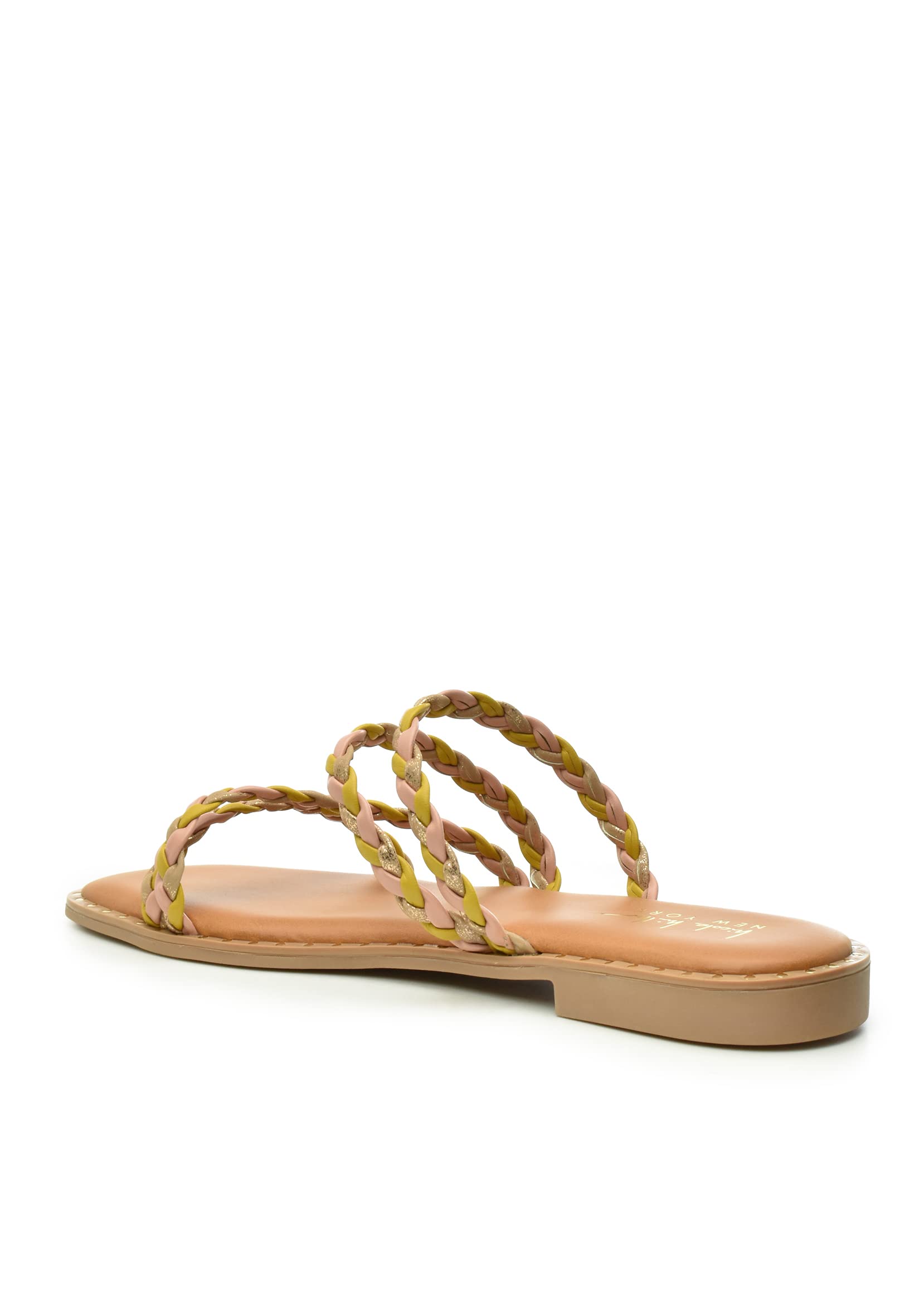 Nicole MillerNicole Miller Bradie Women Flat Sandals - Square Open Toe Flat Slides for Women - Lightweight & Sturdy Sandals for Indoor & Outdoor - Super Soft Memory Foam Slide Sandals - Casual Style Flat Sandals