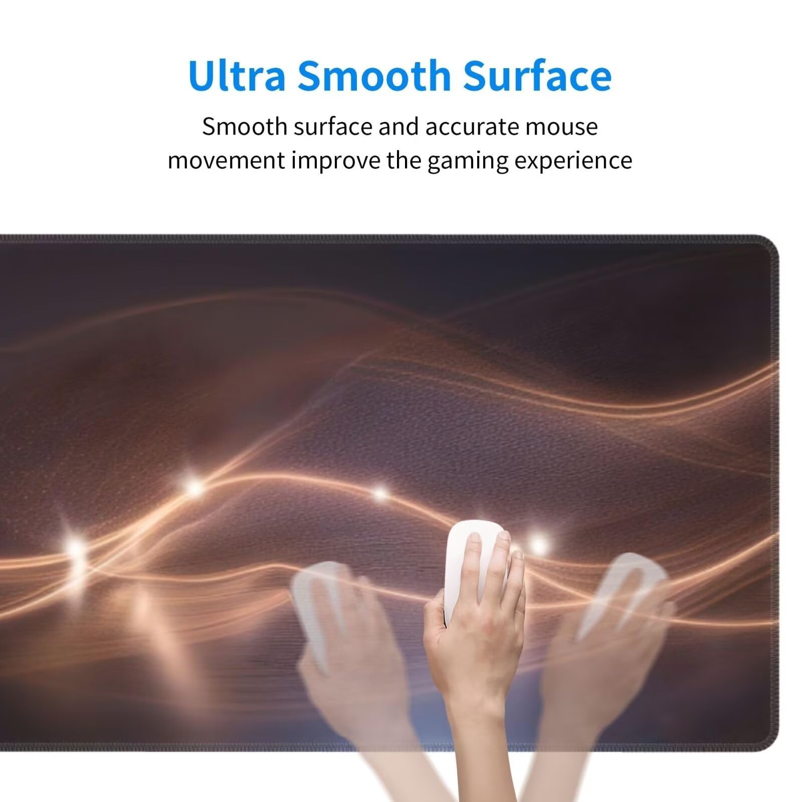 Tappetino Mouse, Tappetino Mouse Gaming Grande XXL 1500x800x3mm Tappetino Scrivania Mouse Pad, Base in Gomma Antiscivolo, Bordi Cuciti,Lavabile, Mousepad per Ufficio e Gaming (luce) R-204