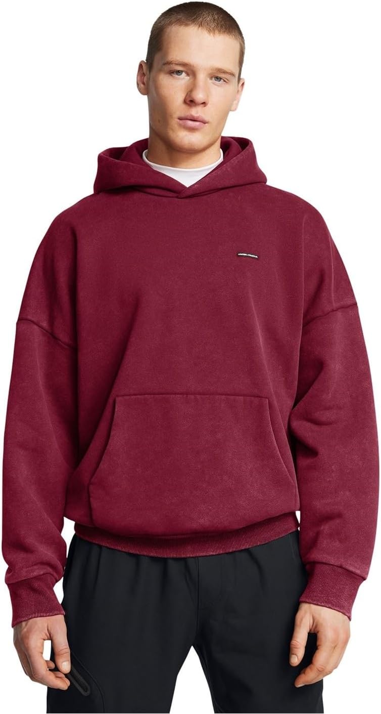 Oversized UA Icon Fleece Wash Hoodie for Men - Image 3