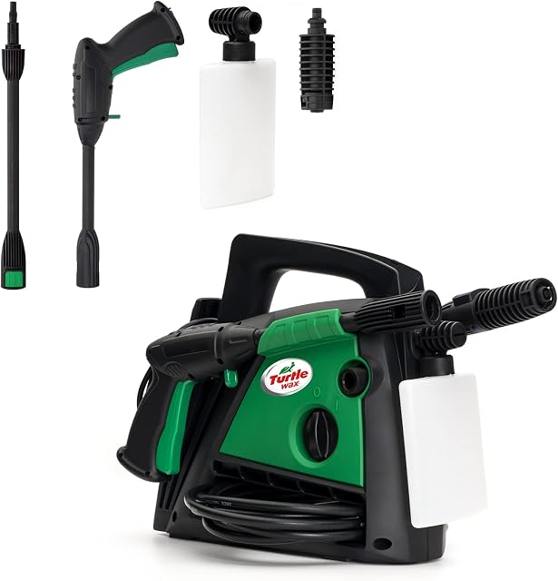 Turtle Wax TW110 | Multi-Purpose High-Pressure Washer | Compact Car and Home Cleaner with Power Jet Hose and Nozzle, 1400W