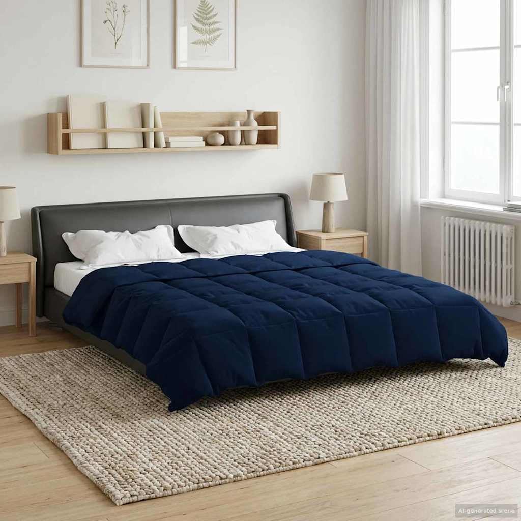 Manta de verano azul oscuro 240 x 260 cm microfibra transpirable lavable duradera adecuada para dormitorio