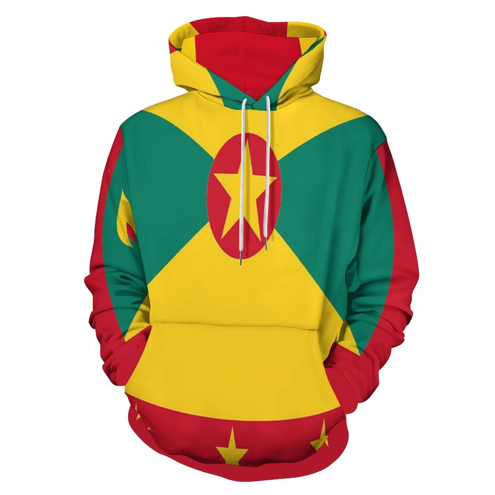 WAFICAC Flag of Grenada Pullover Fashion Street Crew Neck Sweatshirt With Kangaroo Pocket Black
