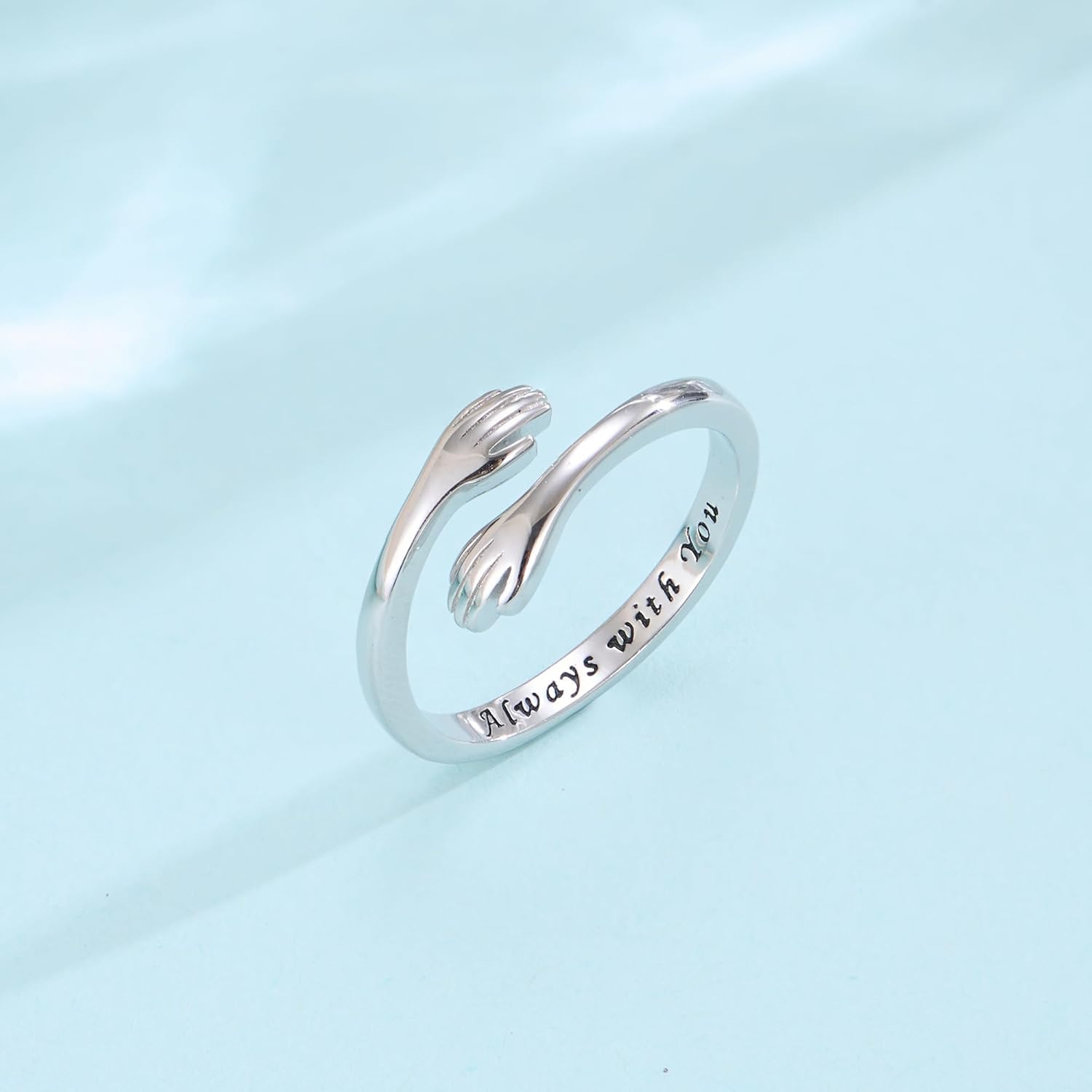 RANKEEF S925 Sterling Silver Hug Ring for Granddaughter Daughter Adjustable Ring for Women Hope Rings for Granddaughter Birthday Christmas Gifts for Daughters Tarnish Free Jewelry Gift for Her - Image 4