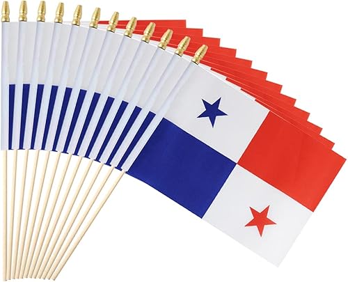 Miniatura 14 de Paquete de 25 mini banderas chilenas de mano con bandera de Chile en palo de 5 x 8 pulgadas