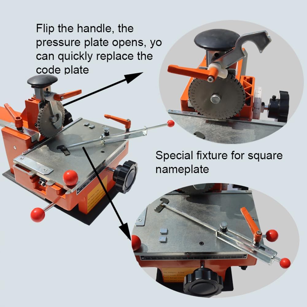 Manual Nameplate Metal Label Stamping Printer Machine Semi-Automatic Sheet Embosser with Fixture 4mm