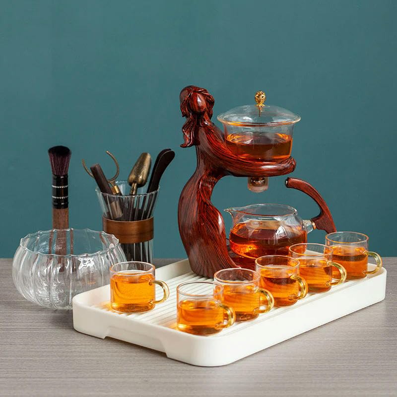 Tetera de kungfu para hacer té, juego de té automático, soporte para tetera de vidrio resistente al calor, Base, infusores de té, artículos de té