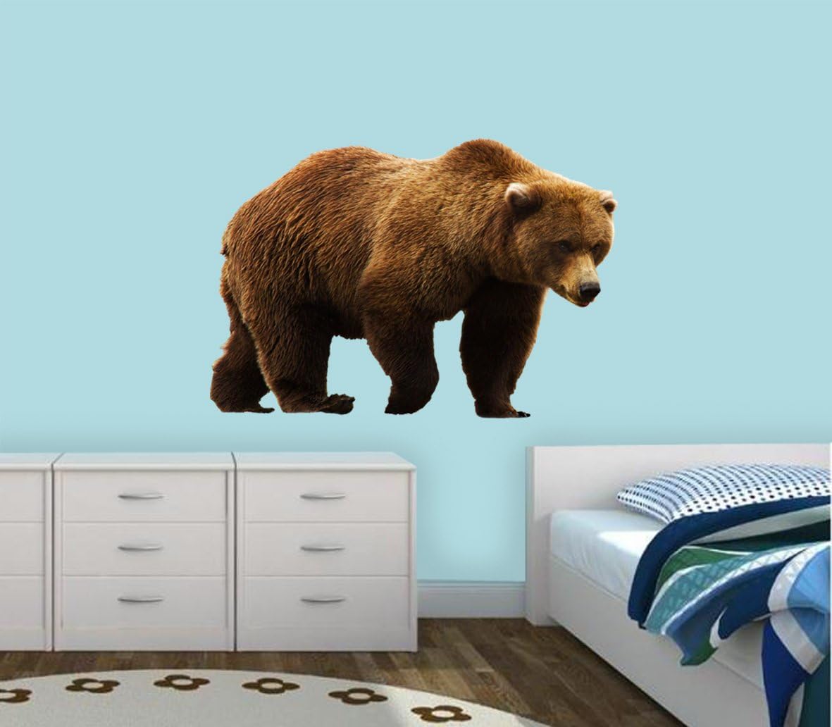 Grizzly Bear Vinyl Wall Decal Brown Bear Sticker Wall Art Decor Mural VWAQ-PAS11 (24" H X 36" W)